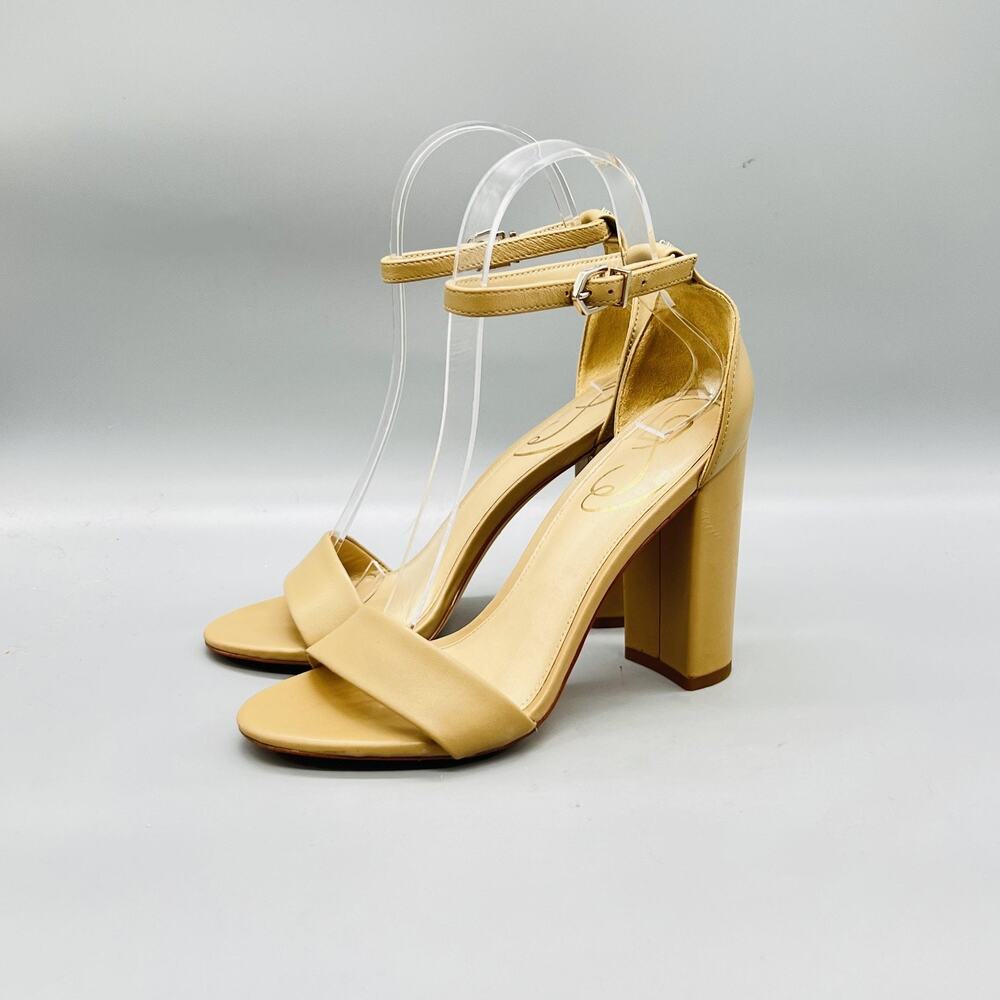 Sam Edelman Sandals Womens 5.5 Beige Leather Yaro Ankle Strap Block Heel Shoes - Picture 3 of 11